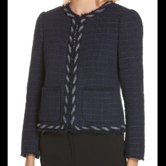 Rebecca Taylor Crochet Tweed Jacket In Dark Violet, Size 2, EUC - Picture 6 of 9